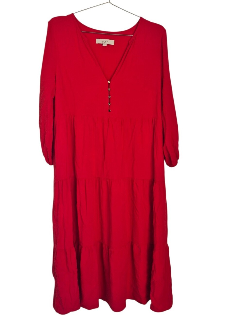 Ann Taylor Loft Size Medium Red Tiered Dress Lined